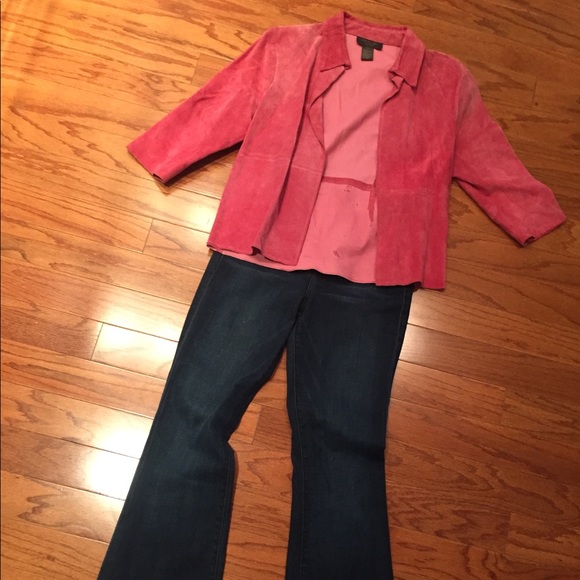VTG JPR Petite Pink Suede 3/4 Sleeve Blazer Small - Picture 1 of 3