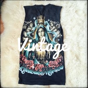 Vintage Up-cycled Tee with la Virgen de Guadalupe