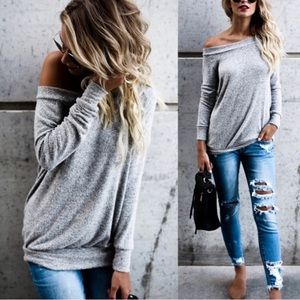 Scoop off the Shoulder Tunic Sweater