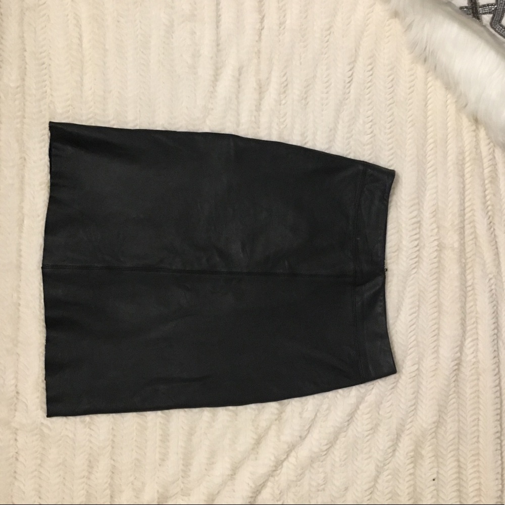 BCBG Black Faux Leather Pencil Skirt