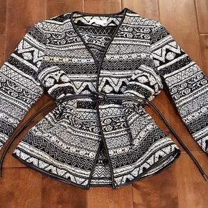 Patterned Blazer with Detachable Belt