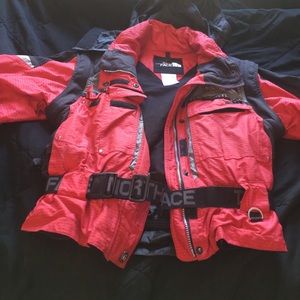 Red Northface ski jacket with removable arms /vest