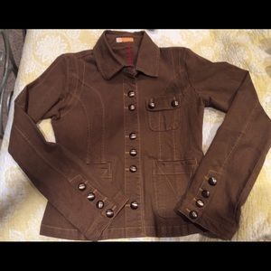 Anthropologie Tulle Brown fitted jacket