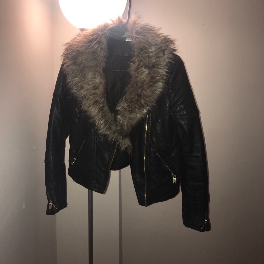 Leather Coat w/ fur