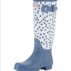 Original Tall Festival Floral Rain Boot, Blue/Gray
