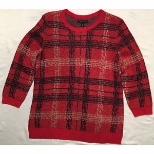 Ann Taylor Sweater M Red Plaid