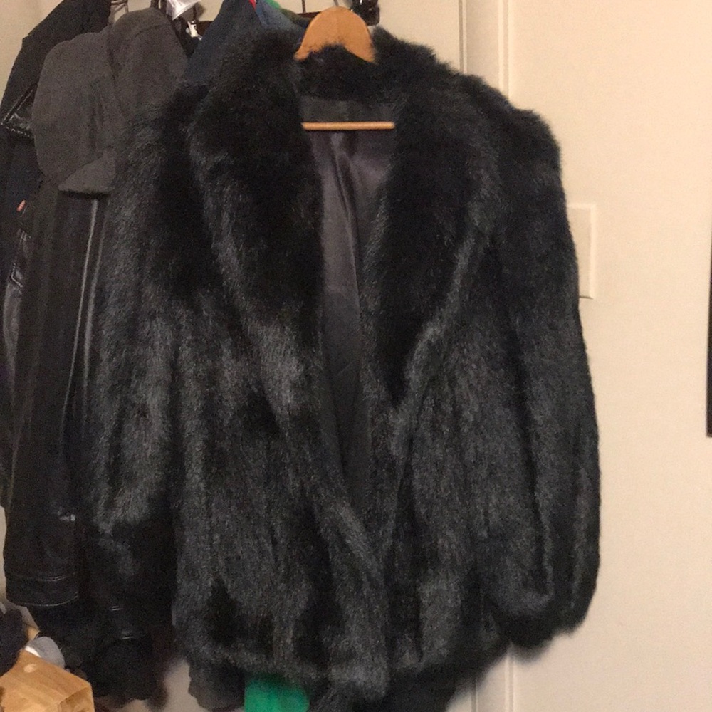 Vintage Faux black fur coat