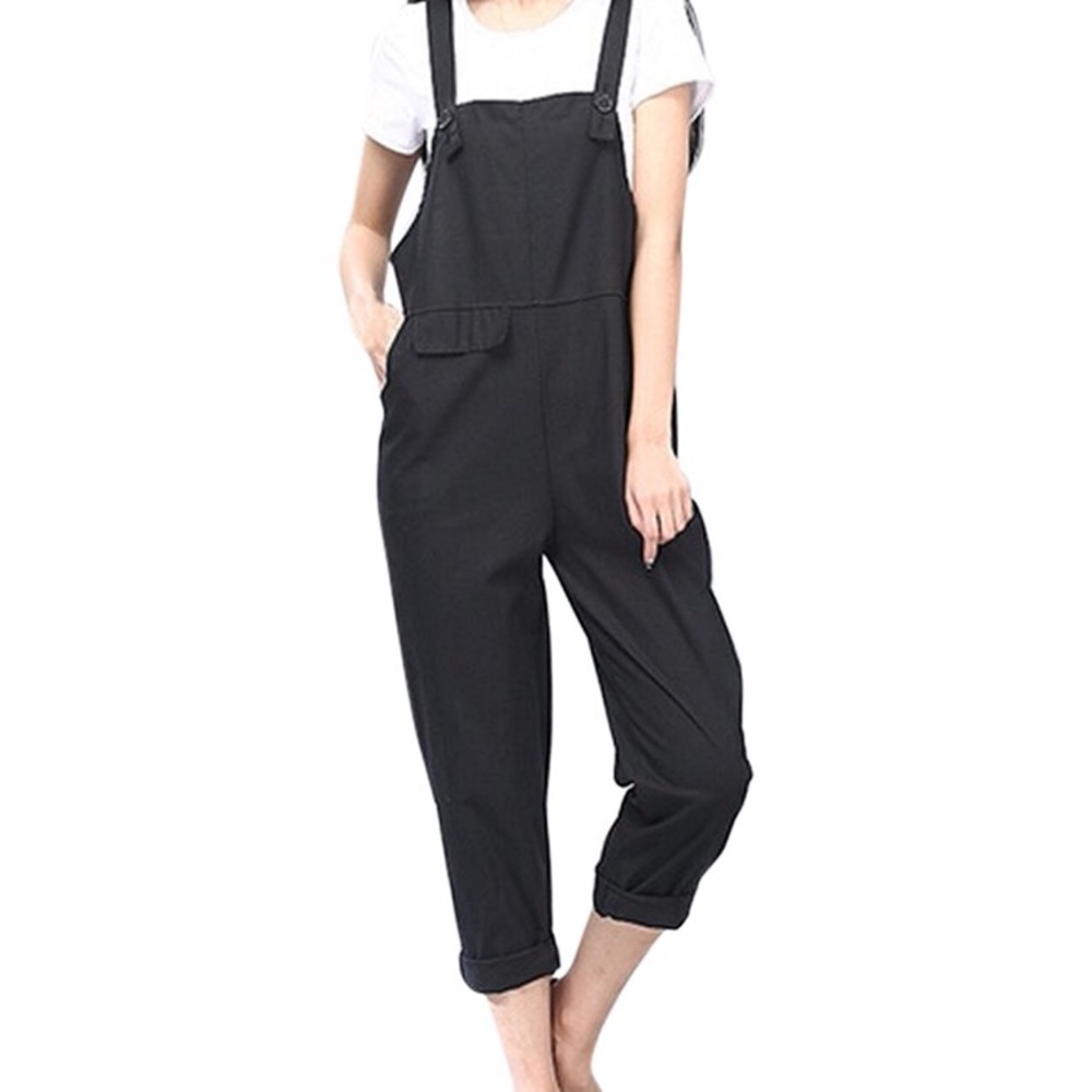 Black Overalls Romper Jumpsuit sz S