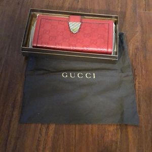 Authentic Red leather Gucci wallet