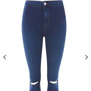 Topshop moto rich blue ripped Joni jeans