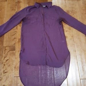 Sheer Long Sleeve Button Up Blouse