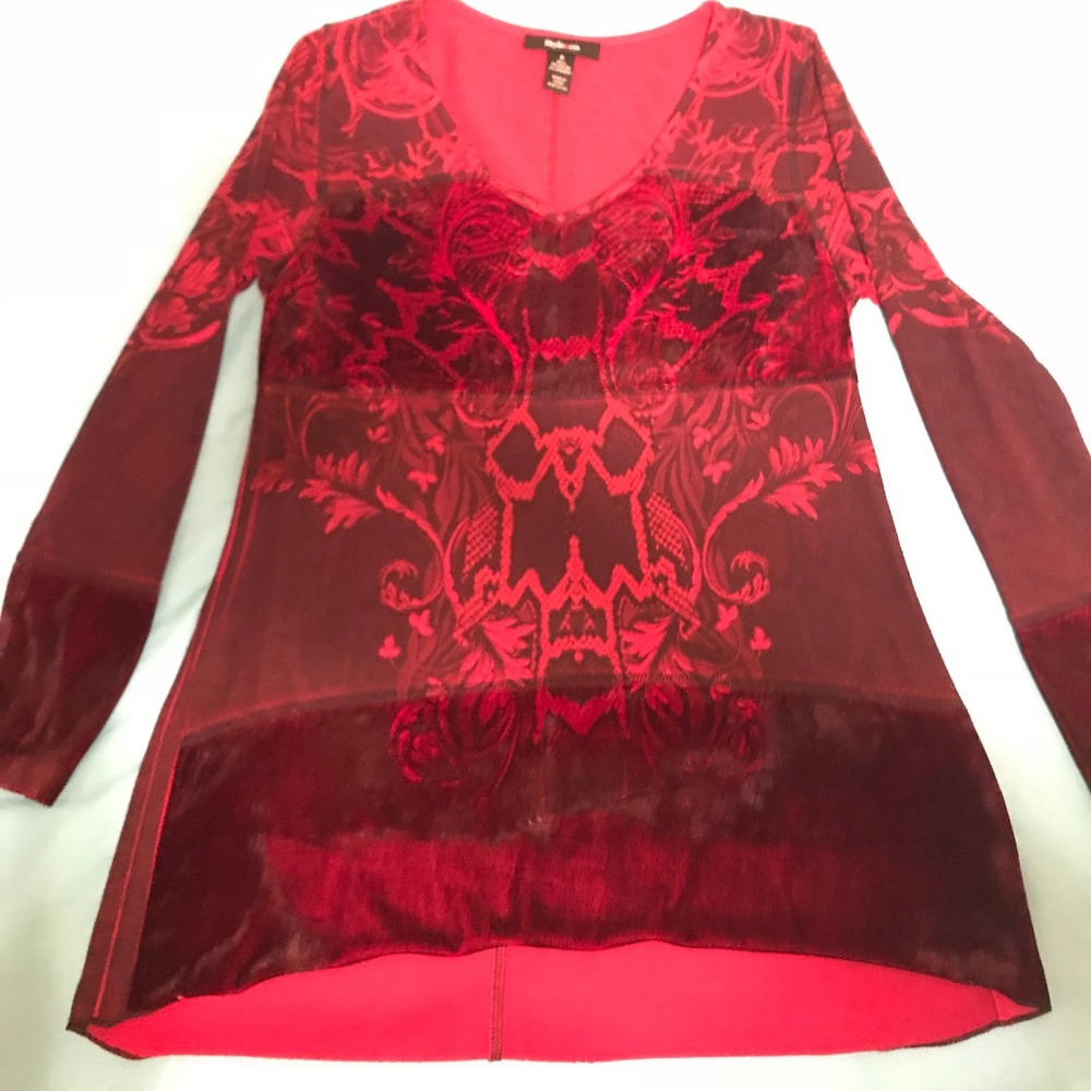 Size Small Style & Co Burgundy Velour Tunic Top
