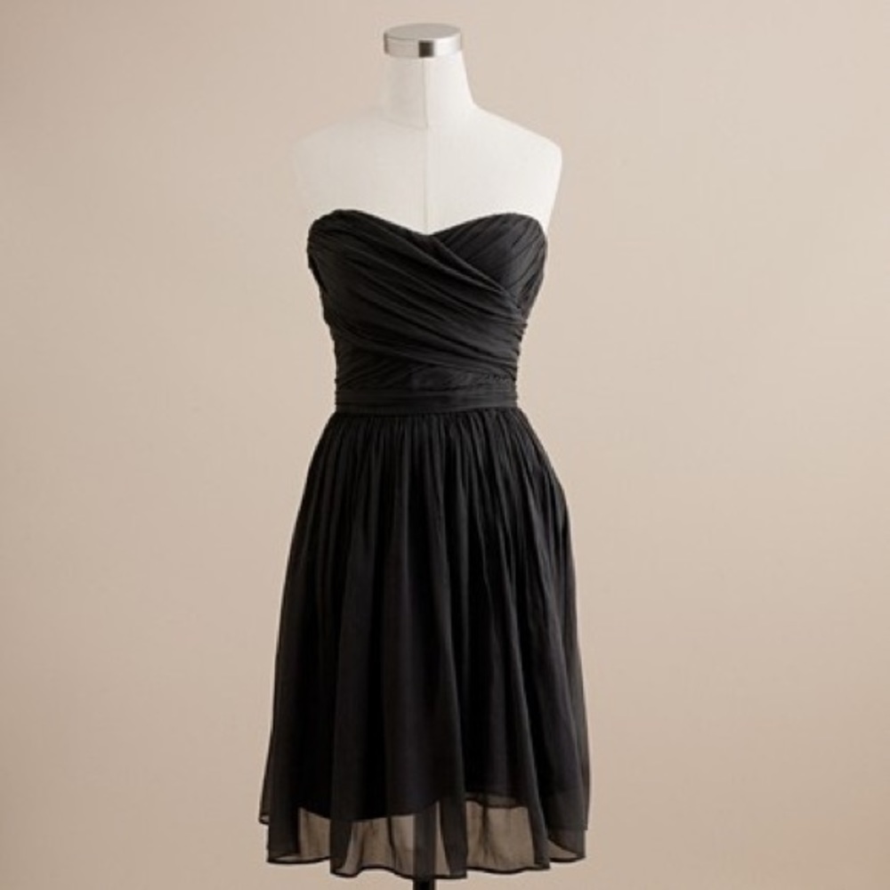 J Crew Arabelle silk chiffon dress in black