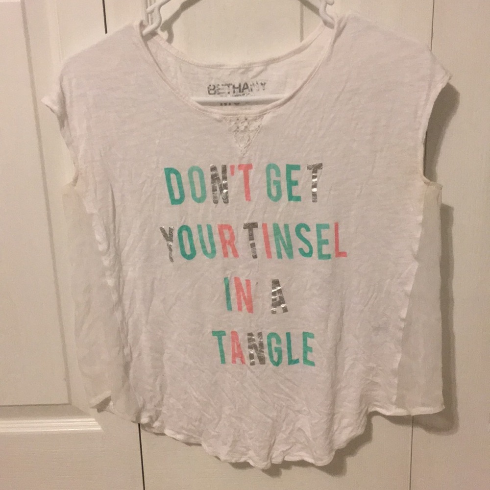 Bethany Mota Holiday Shirt - Sheer White Shirt