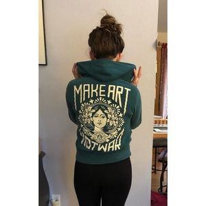 Green Zumiez/Obey zip-up hoodie