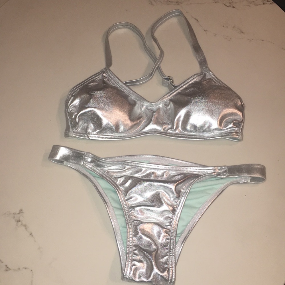 Silver Metallic Swim Suit