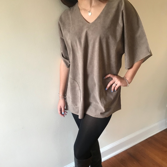 Tops - Suede Taupe Oversized Top