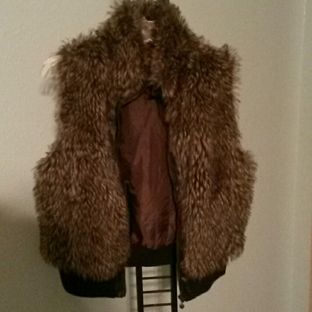 Brown faux fur vest