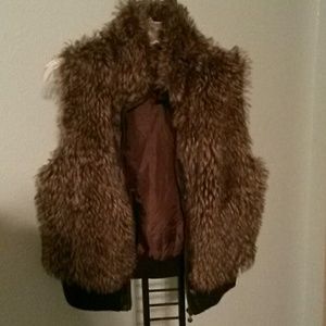 Brown faux fur vest