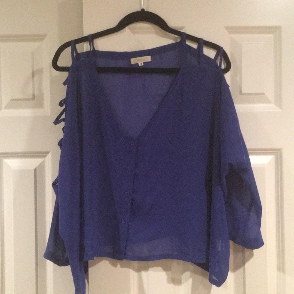 LF Open Sleeve Detail Blouse - royal blue