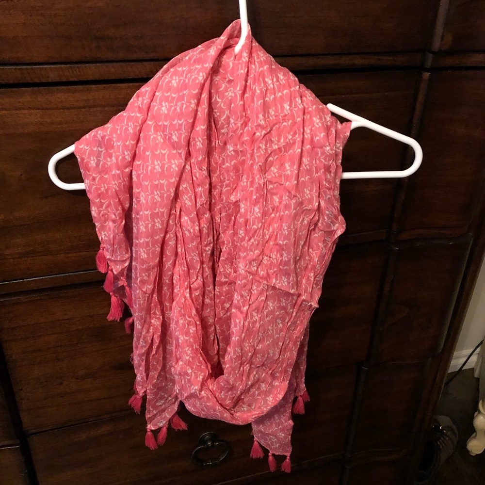Merona Scarf with Tassles - Pink and White