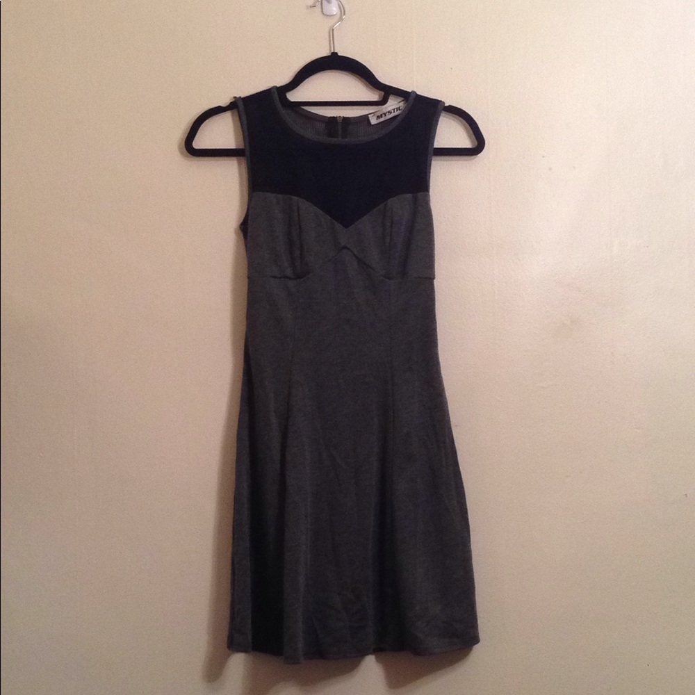 Mesh Top Black Skater Dress 🌒