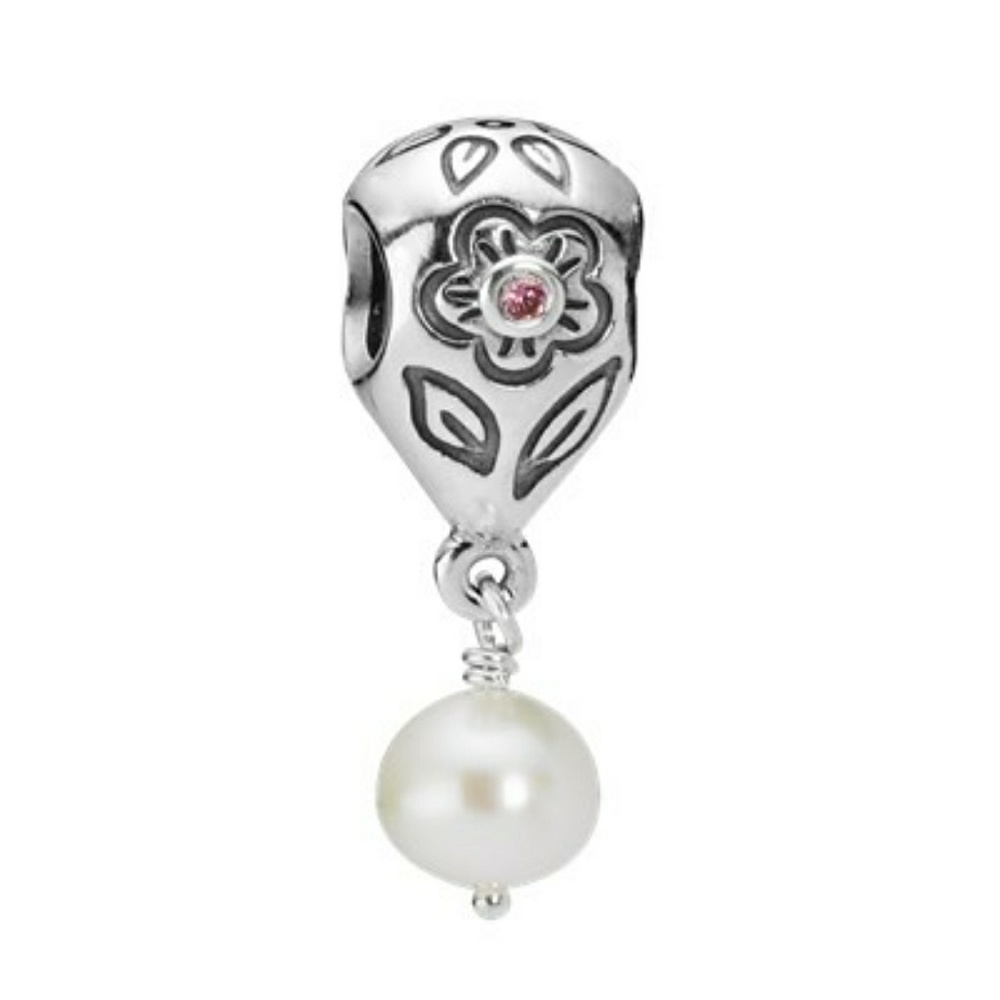 Pearl hanging Pandora charm