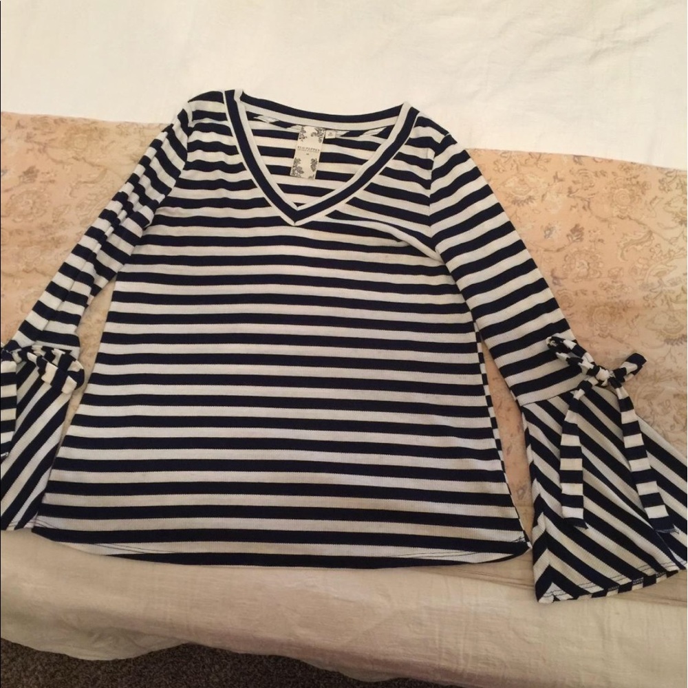 Navy and white striped tee