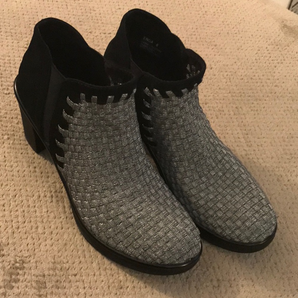 Steven Madden Silver & Black sock booties