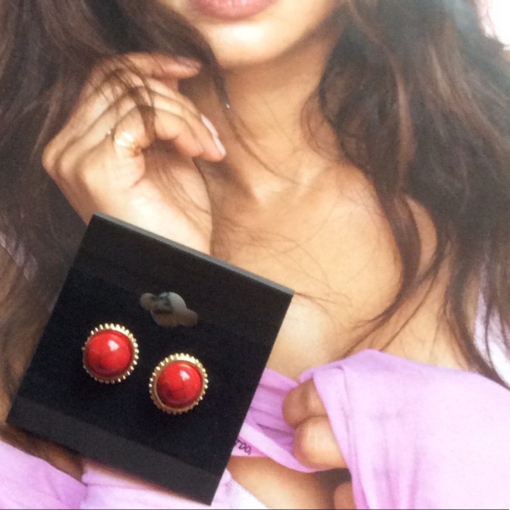 💢Last one  💢New gold and red earrings - Picture 5 of 6
