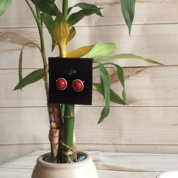 💢Last one  💢New gold and red earrings - Picture 2 of 6