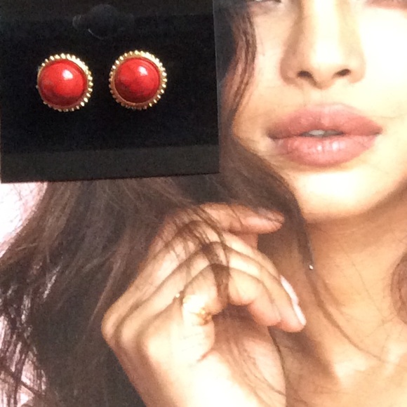 💢Last one  💢New gold and red earrings - Picture 4 of 6