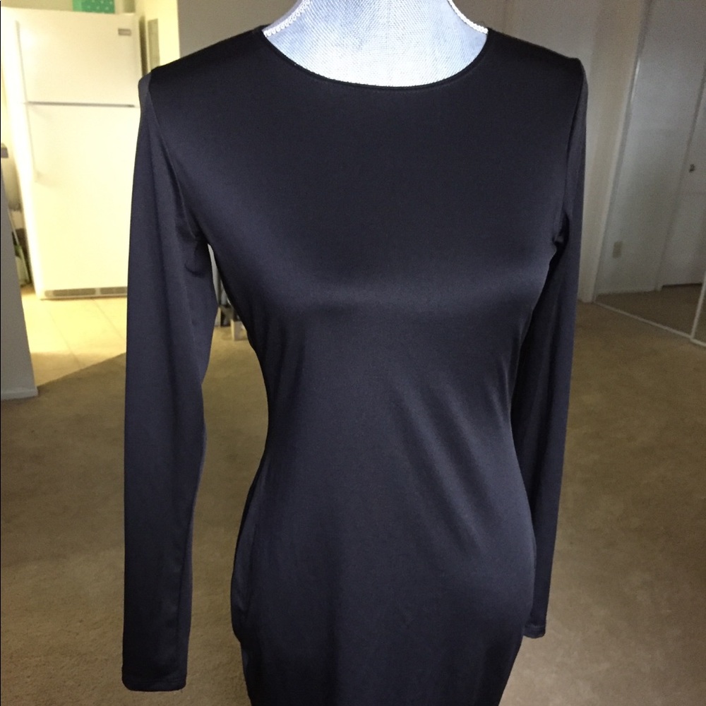 Black long sleeve midi dress