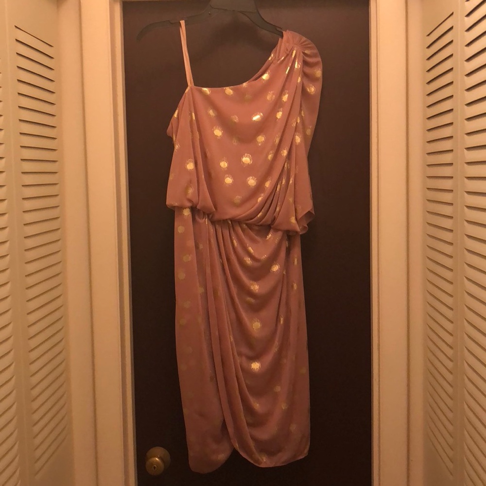 Rose gold one shoulder dress