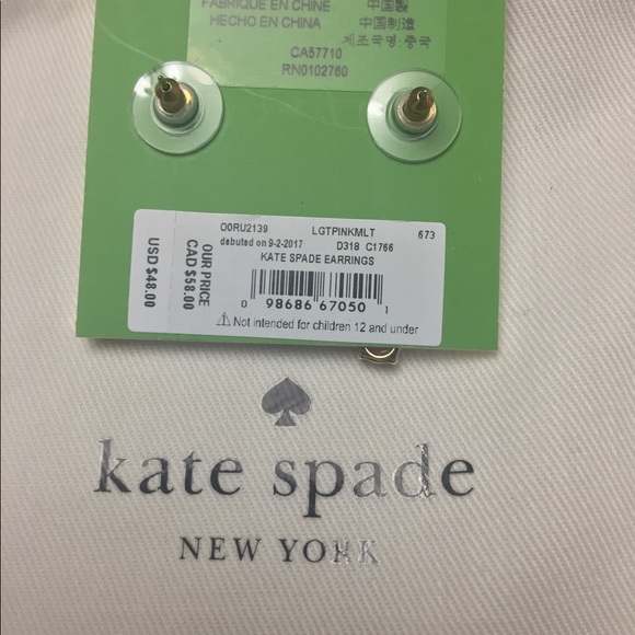 NWT Kate Spade Pink and Gold Bar Drop Earrings! - Picture 5 of 5