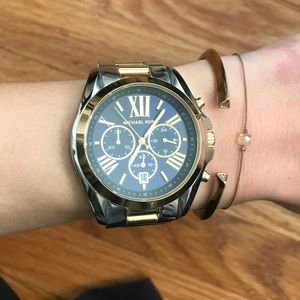 Michael Kors link watch, silver/gold blue face