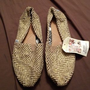 Women's Tom's - Gold Metallic Herringbone Sz 11