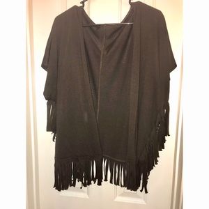 Brown fringe shrug