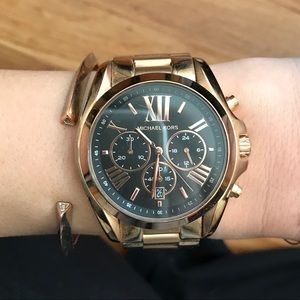 Michael Kors link watch, rose gold, black face
