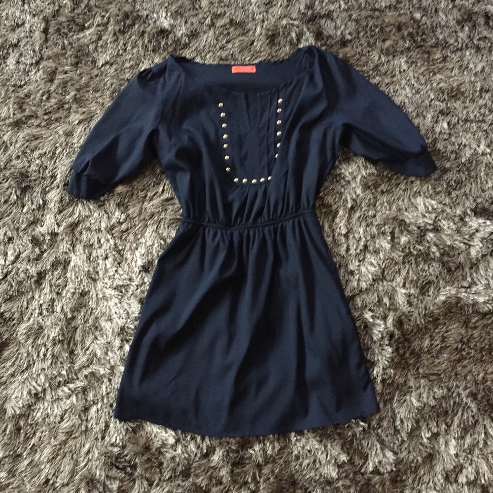 Navy Blue Cinched Dress