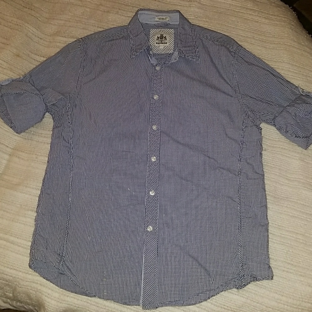 Blue and White Plaid Shirt