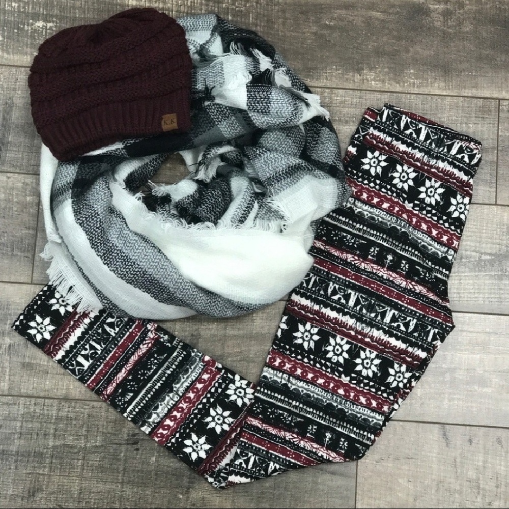 Burgundy Fleece Leggings