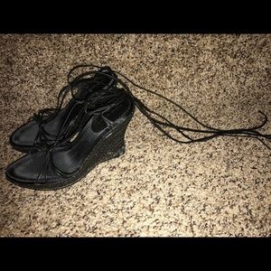 Nine West Lace Up Wedge Sandals