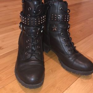 Black combat boots