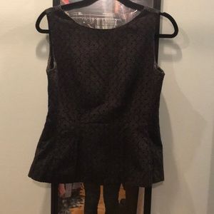 Kate Spade Black eyelet peplum top