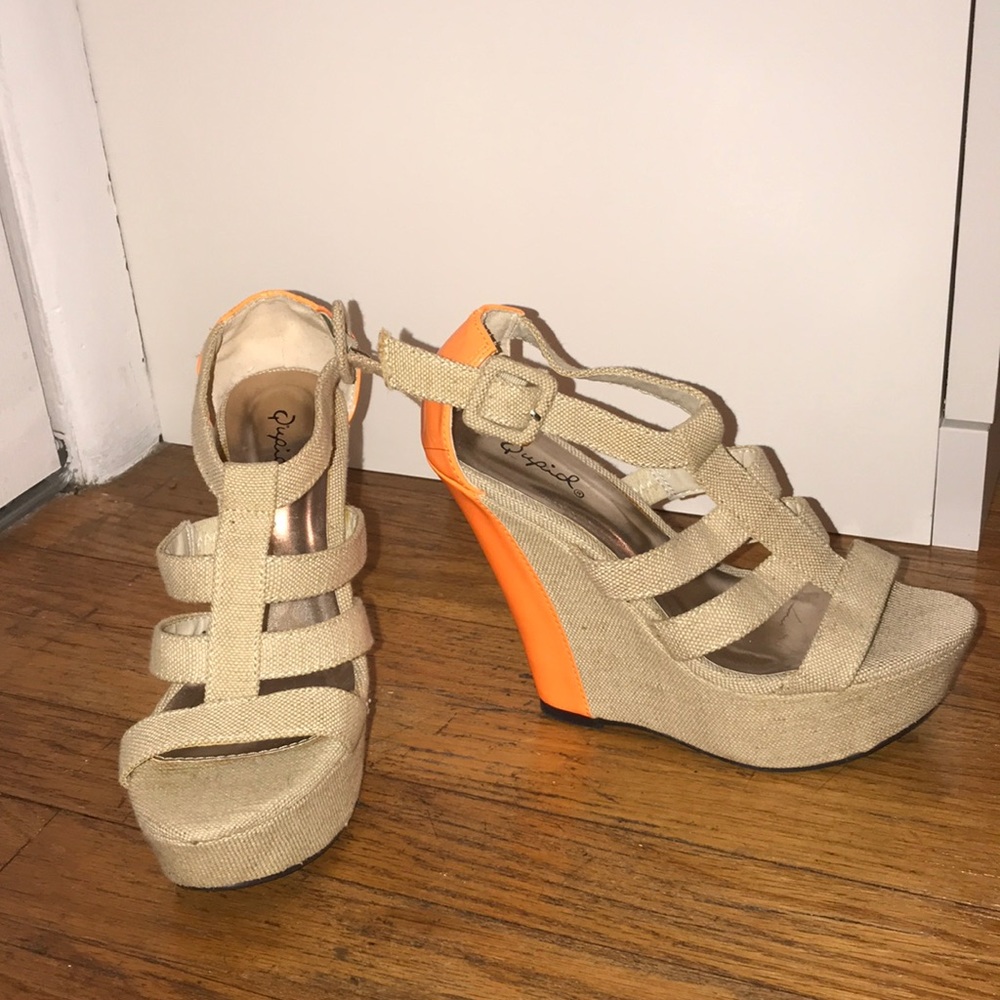 Beige and orange wedges