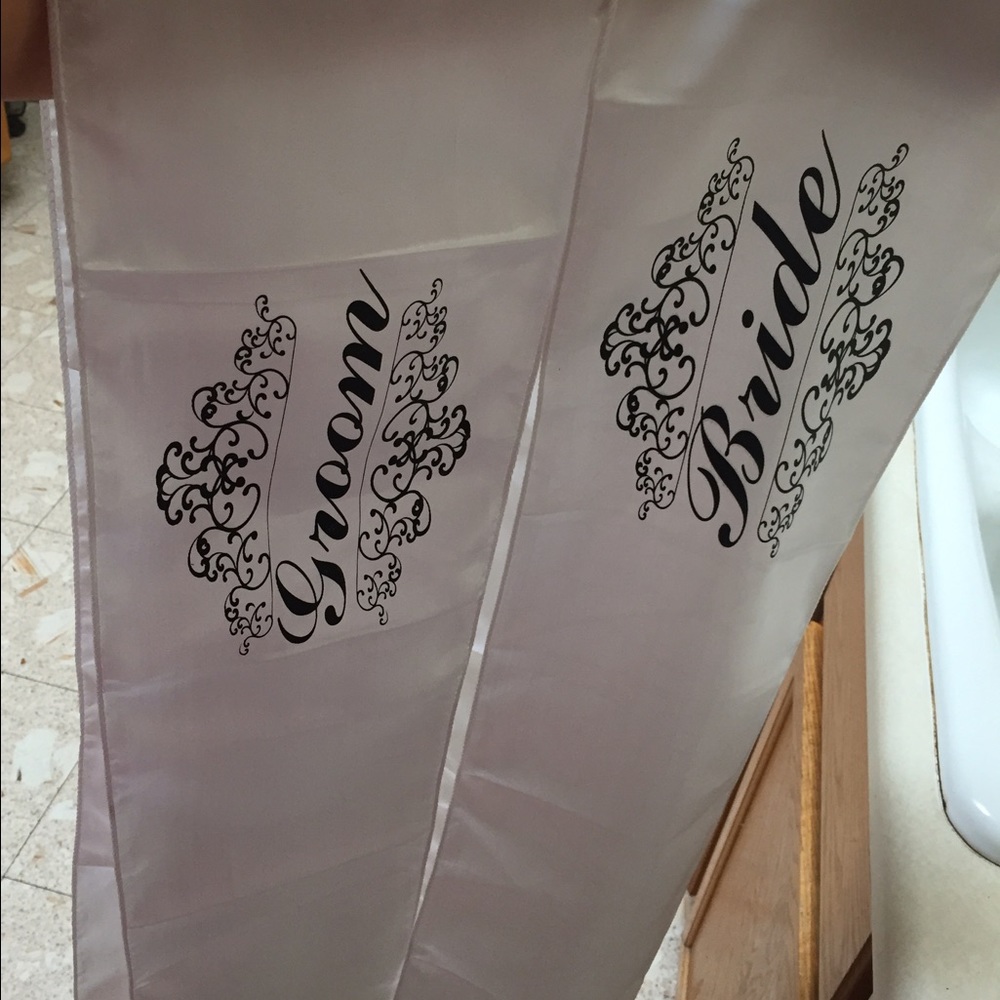 Bride and groom sashes