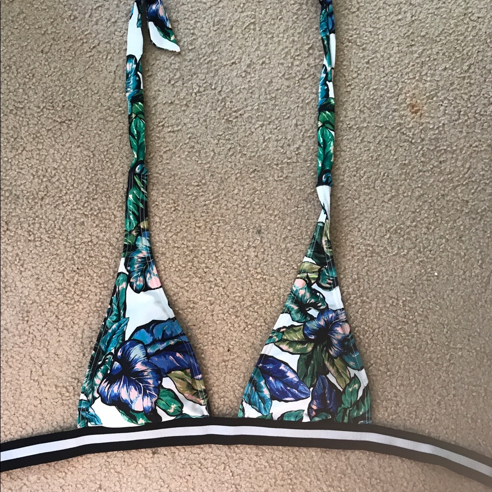 Floral and striped bikini tops