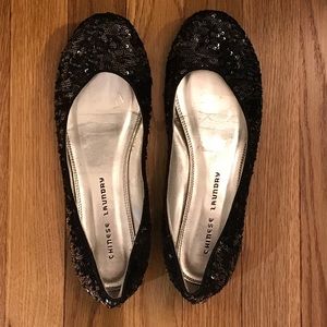 Chinese Laundry black sequin flats