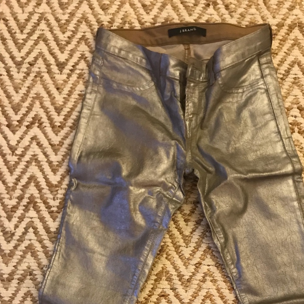 Jbrand Silver Leather Jeans